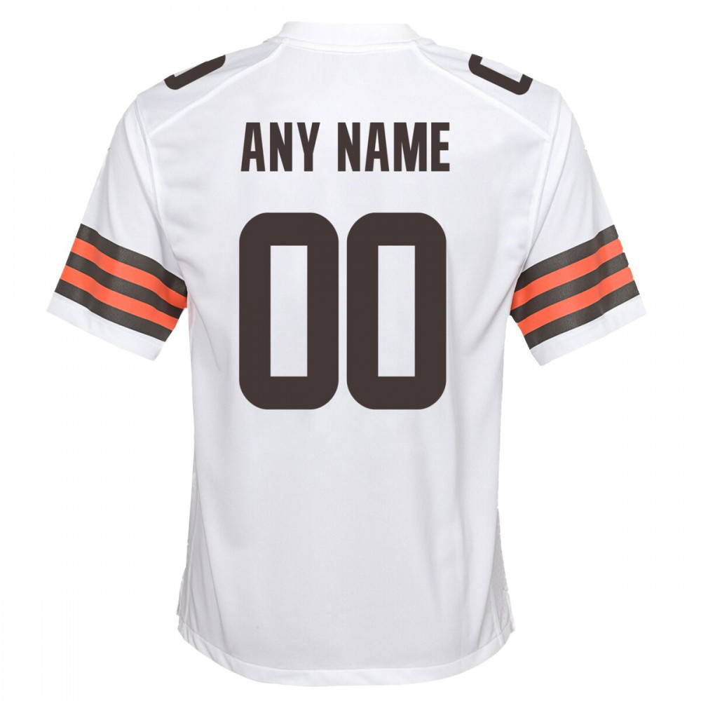 Nike Cleveland Browns Youth Custom Game Jersey - White-GridironStore